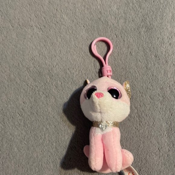 Cat, plushy keychain, light pink, TY - Picture 1 of 4